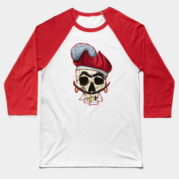 Hook Skull Baseball T-Shirt by TheLoneWolfStudio
